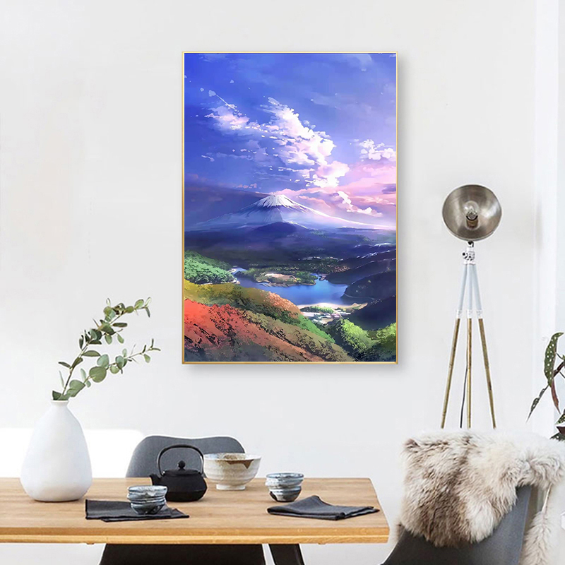十字绣：浪漫富士山下大格四股绣100*60厘米 48色玄关简约现代