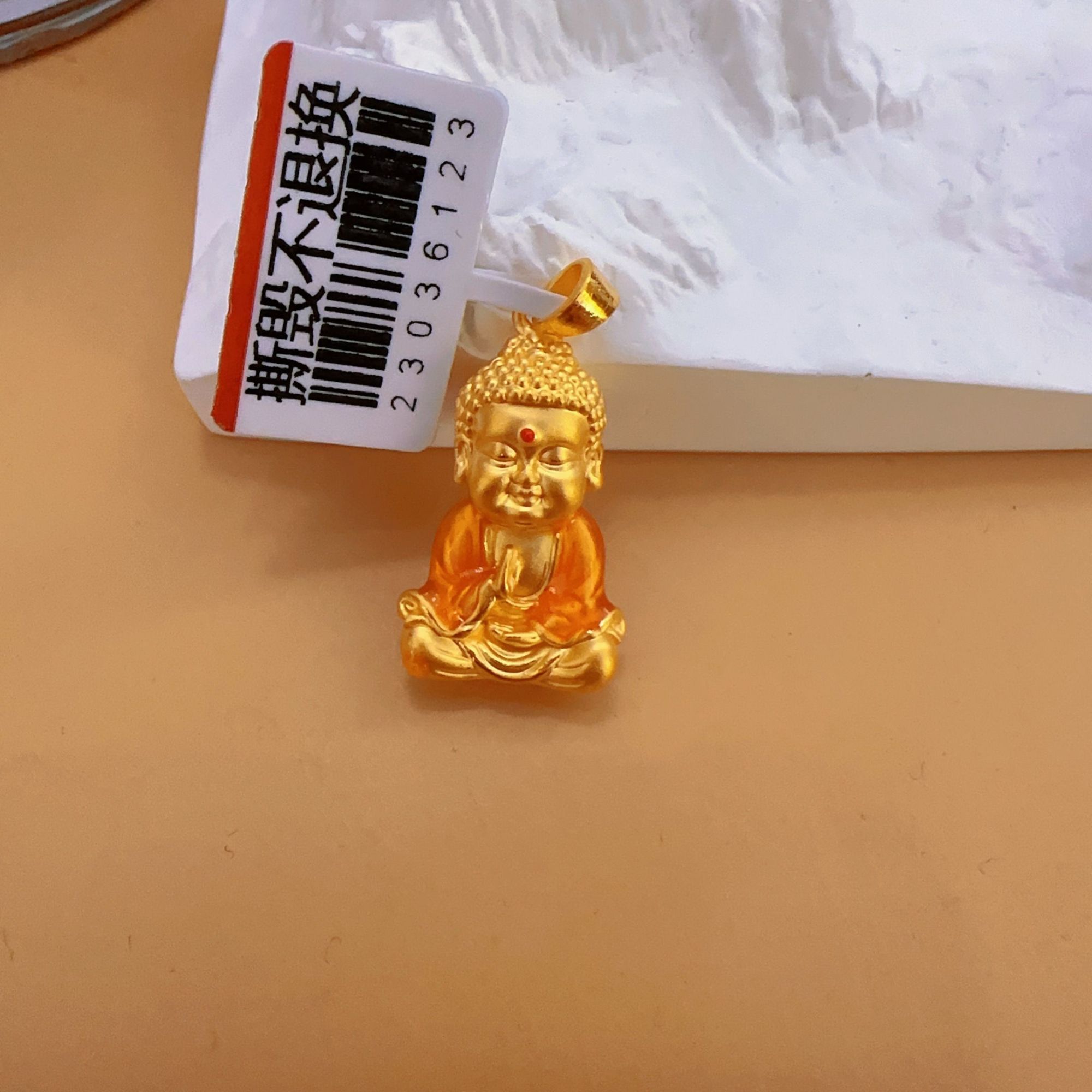 足金 3D工艺 珐琅彩宝宝佛 足金 黄金吊坠 重3.01克
