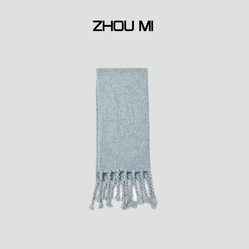 ZHOU MI 蓝色流苏围巾 ZM80265