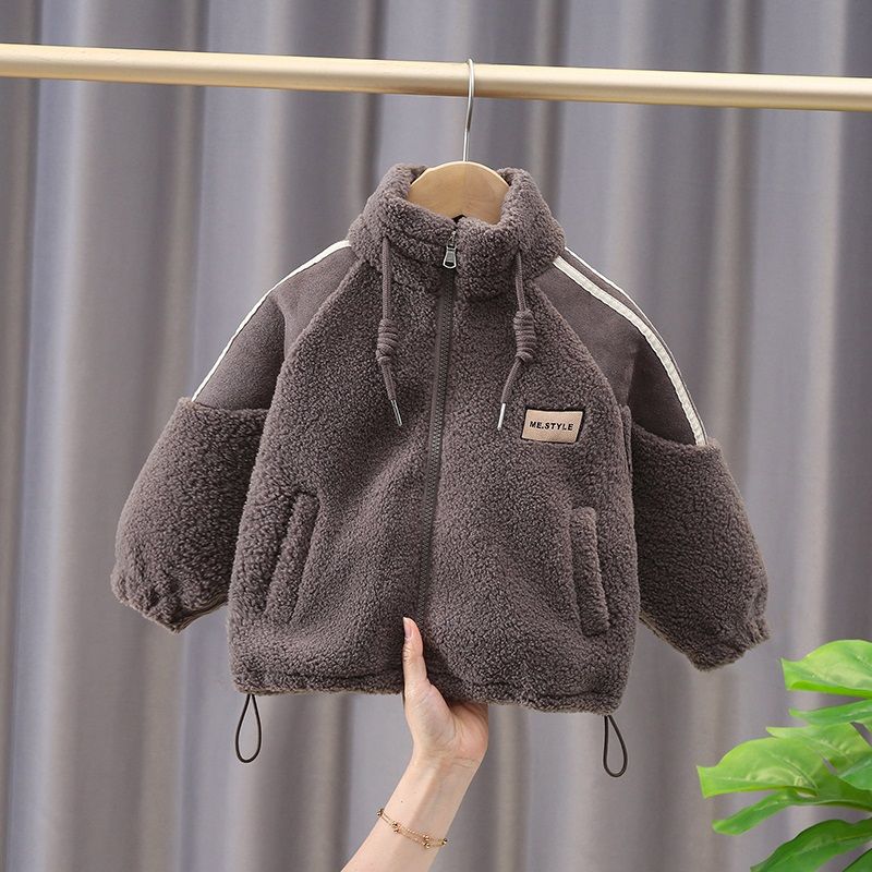 男童棉服冬季外套新款加绒洋气羊羔绒宝宝加厚棉衣冬款儿童毛毛衣