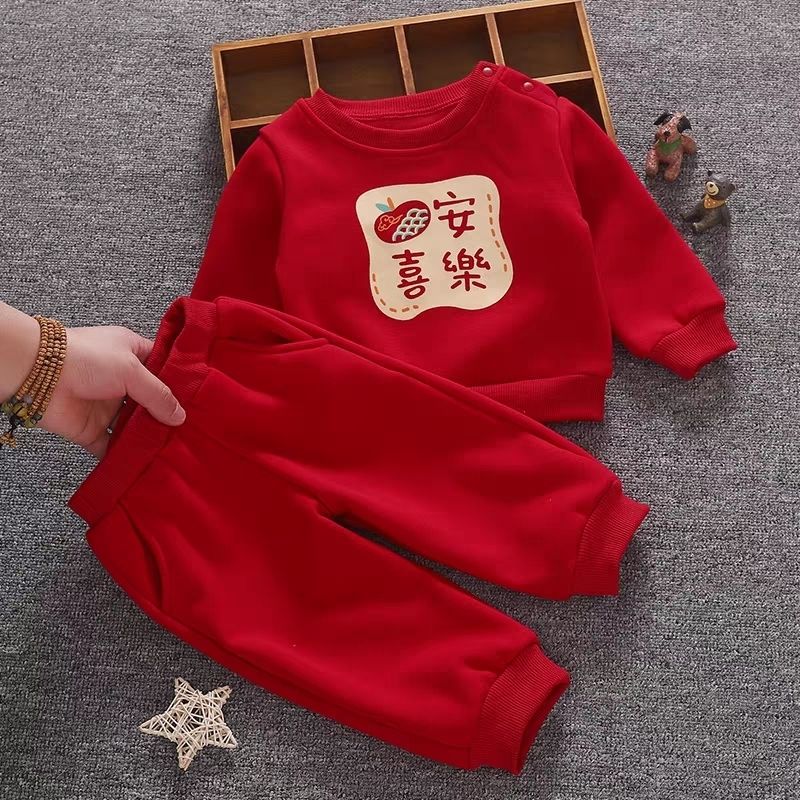 男喜庆宝秋装一岁百天满月秋冬衣服周岁抓周婴幼儿洋气套装婴儿红