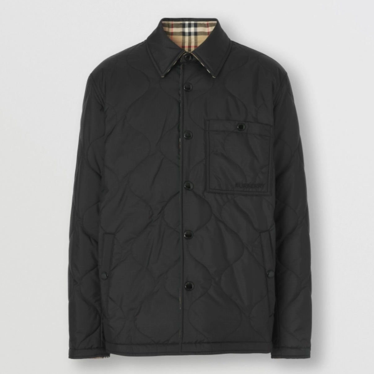 全新未使用 BURBERRY/博柏利 男士经典格纹双面棉服外套