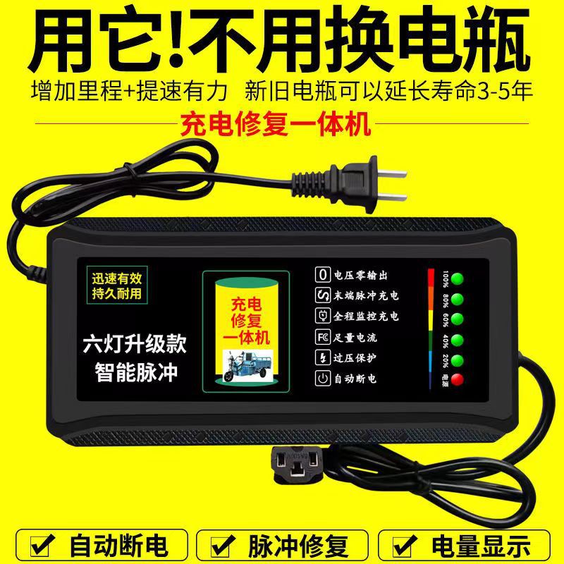 自动断电电动车电瓶车充电器48V60V72V20AH漏电通用电瓶修复器