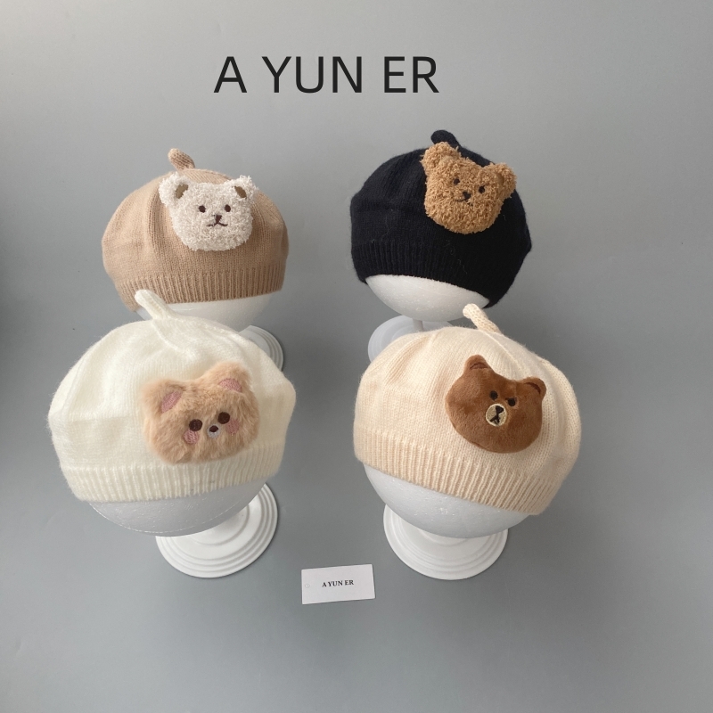 婴儿帽子秋冬款宝宝贝雷帽男女儿童毛线针织帽可爱婴幼儿袜子套装