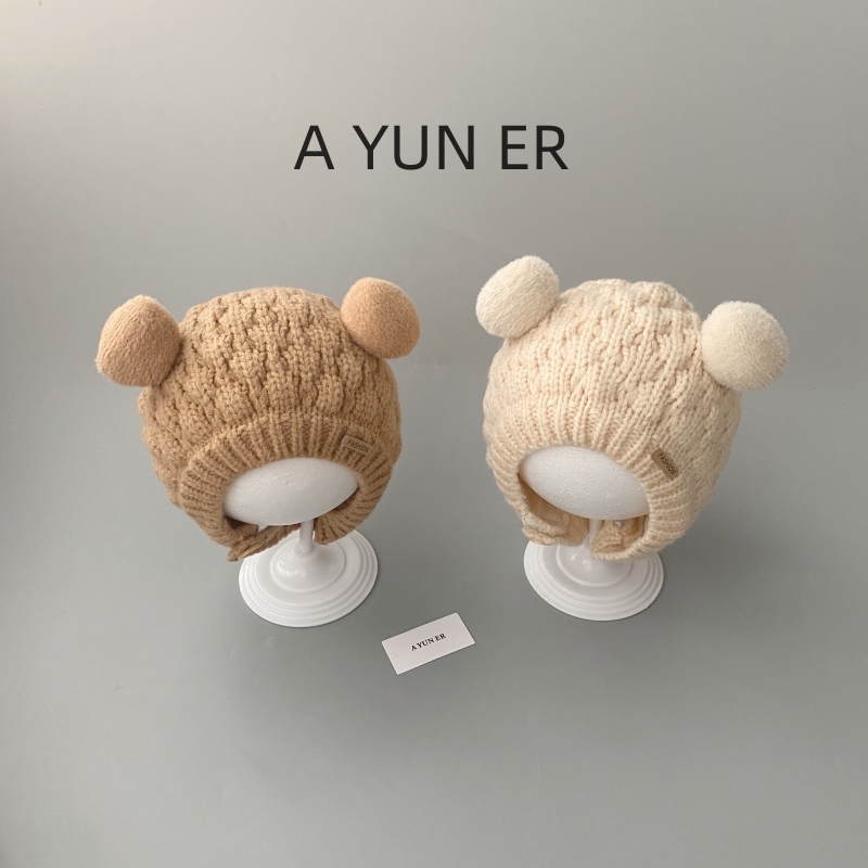 秋冬款婴儿帽子可爱小月龄宝宝毛线帽婴幼儿针织帽男女童保暖护耳