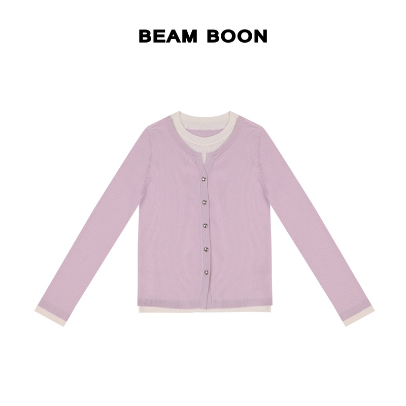 Beam Boon|【雪芽针织衫】软糯48支美丽奴羊毛亨利领假两件针织毛衣