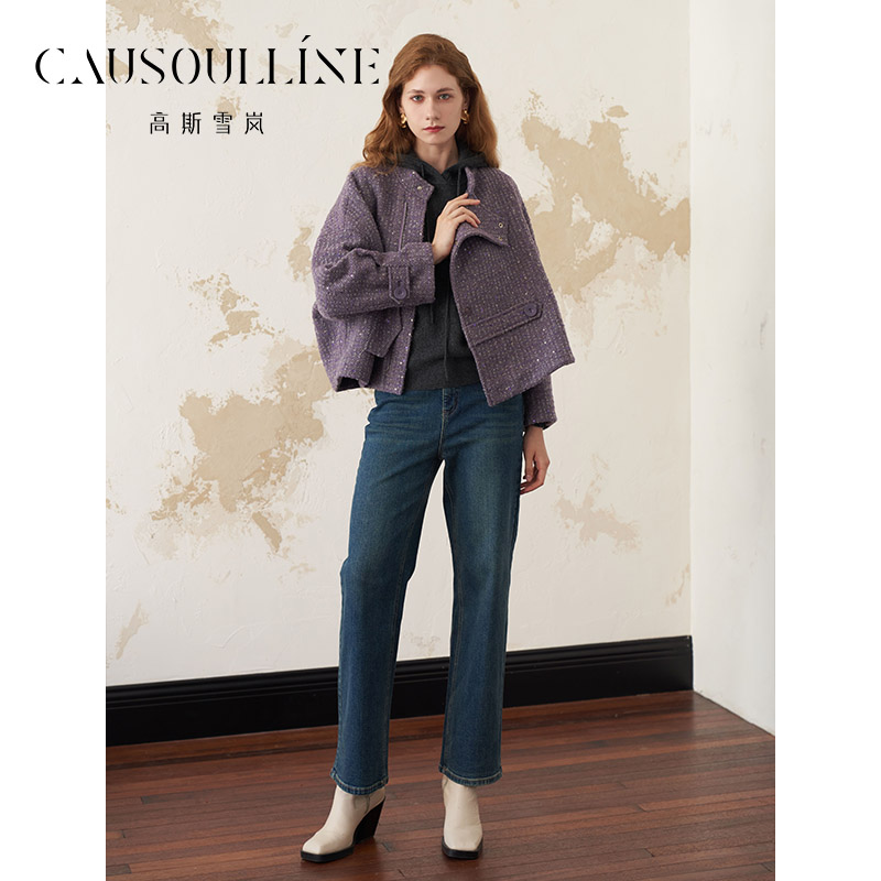 高斯雪岚【冬季上新】时尚气质收腰女装修身大衣短外套24411612