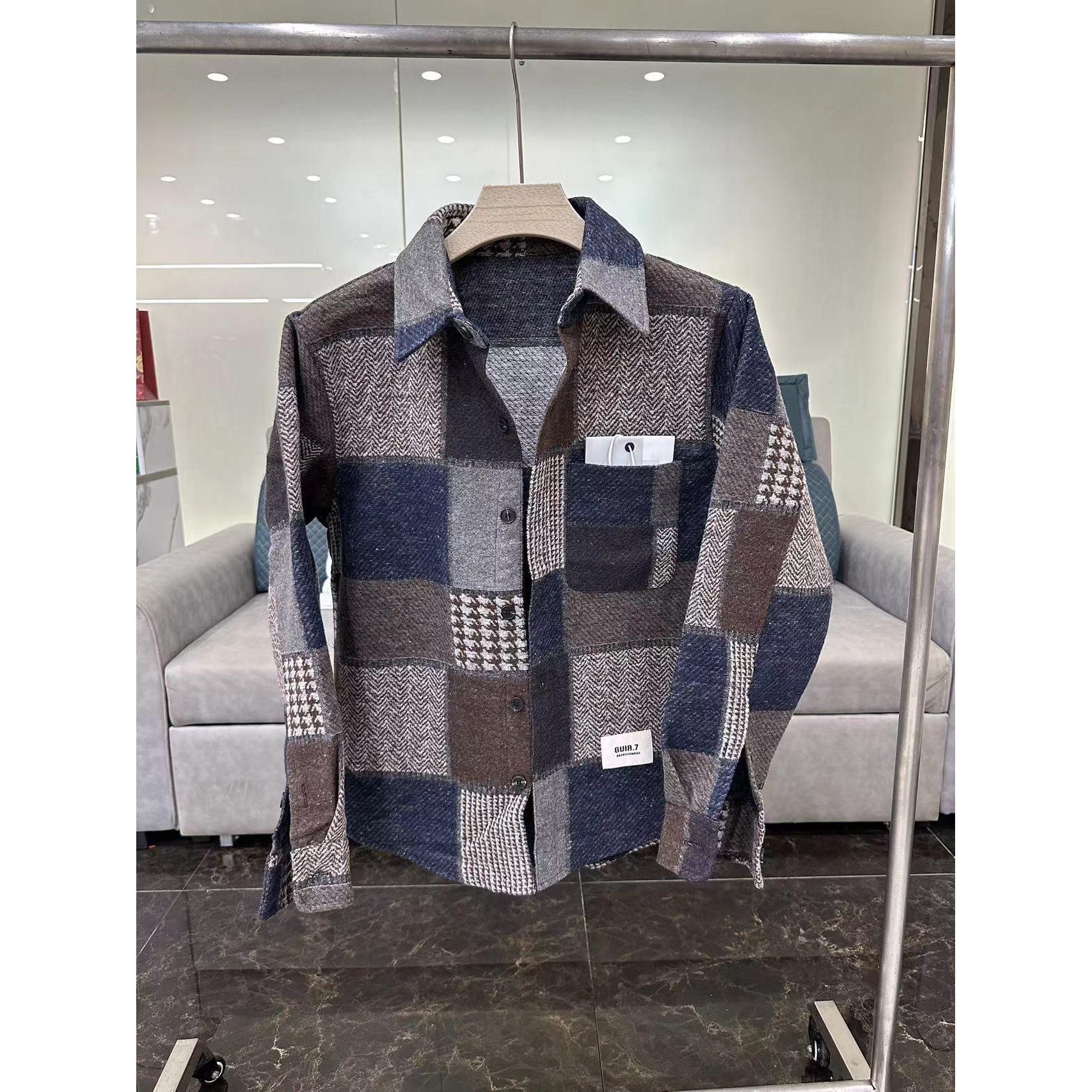 秋季潮流帅气百搭撞色拼接翻领夹克外套01