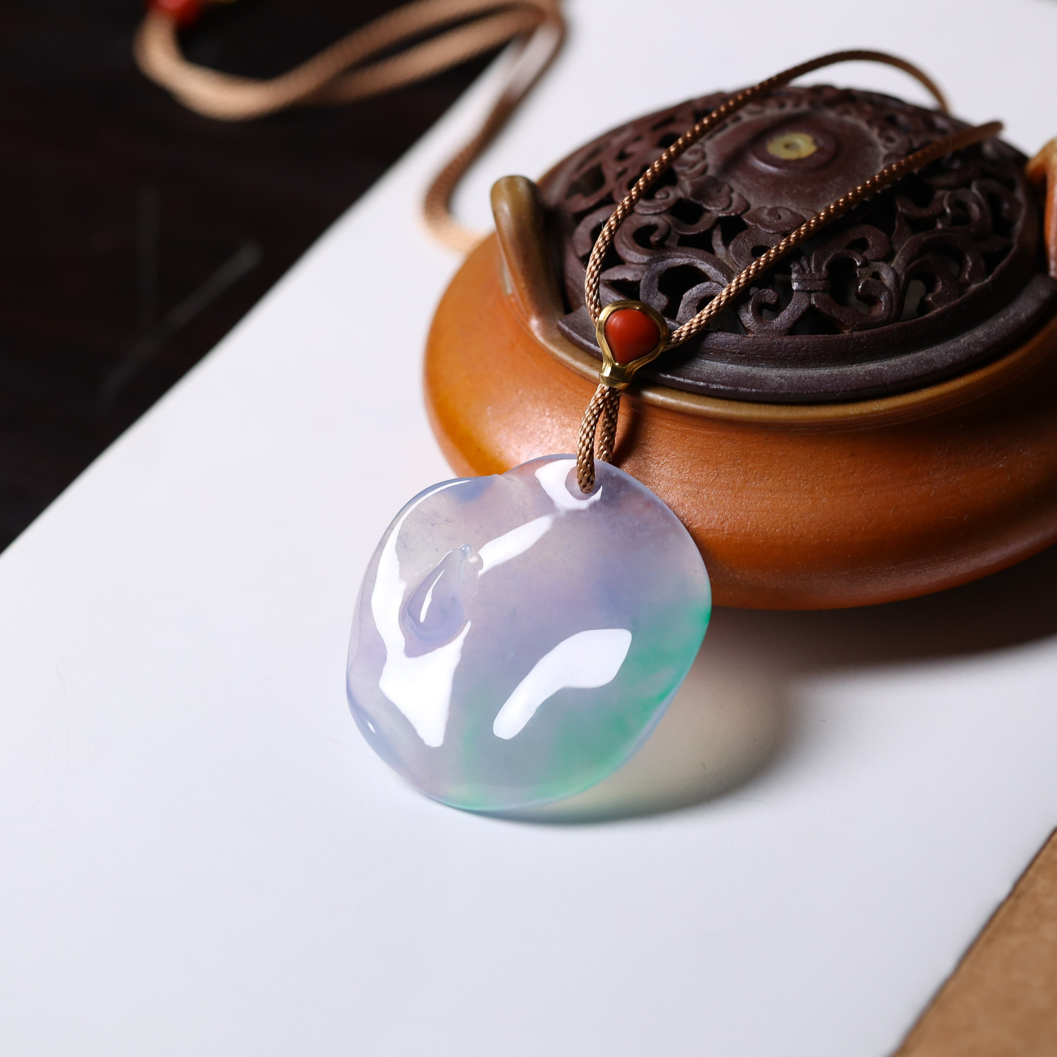 庄家翡翠【万象】星际 天然翡翠项饰雕刻随形挂件翡翠吊坠