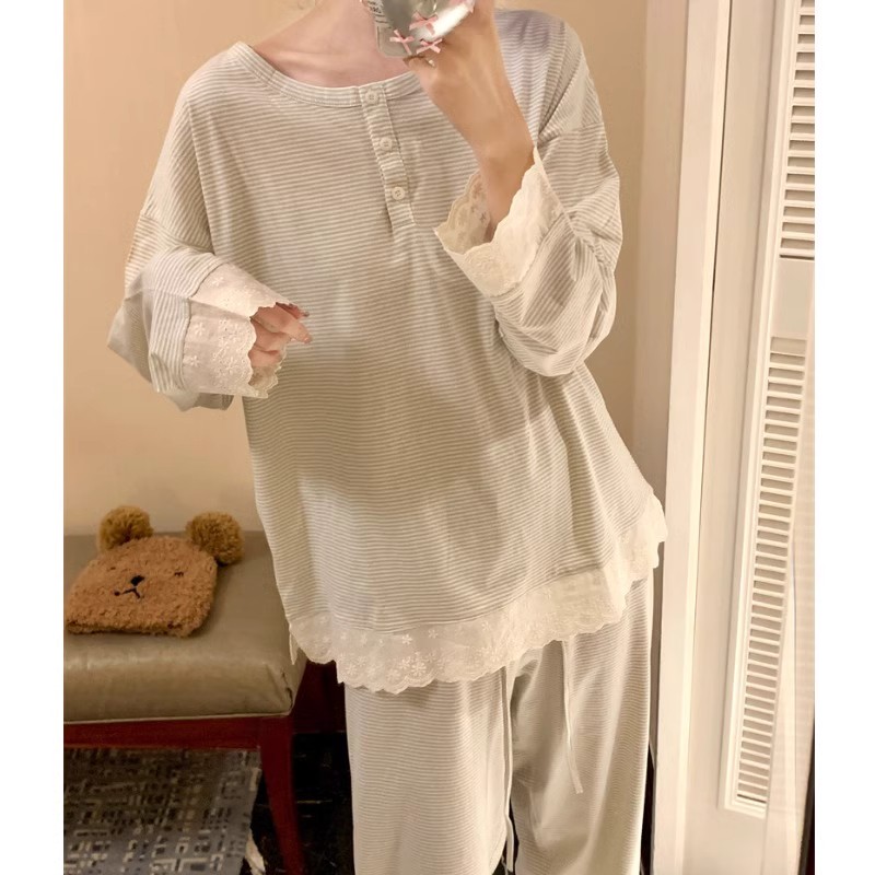 睡衣女款爆款2025新款春秋纯棉长袖长裤女士可外穿秋天网红家居服