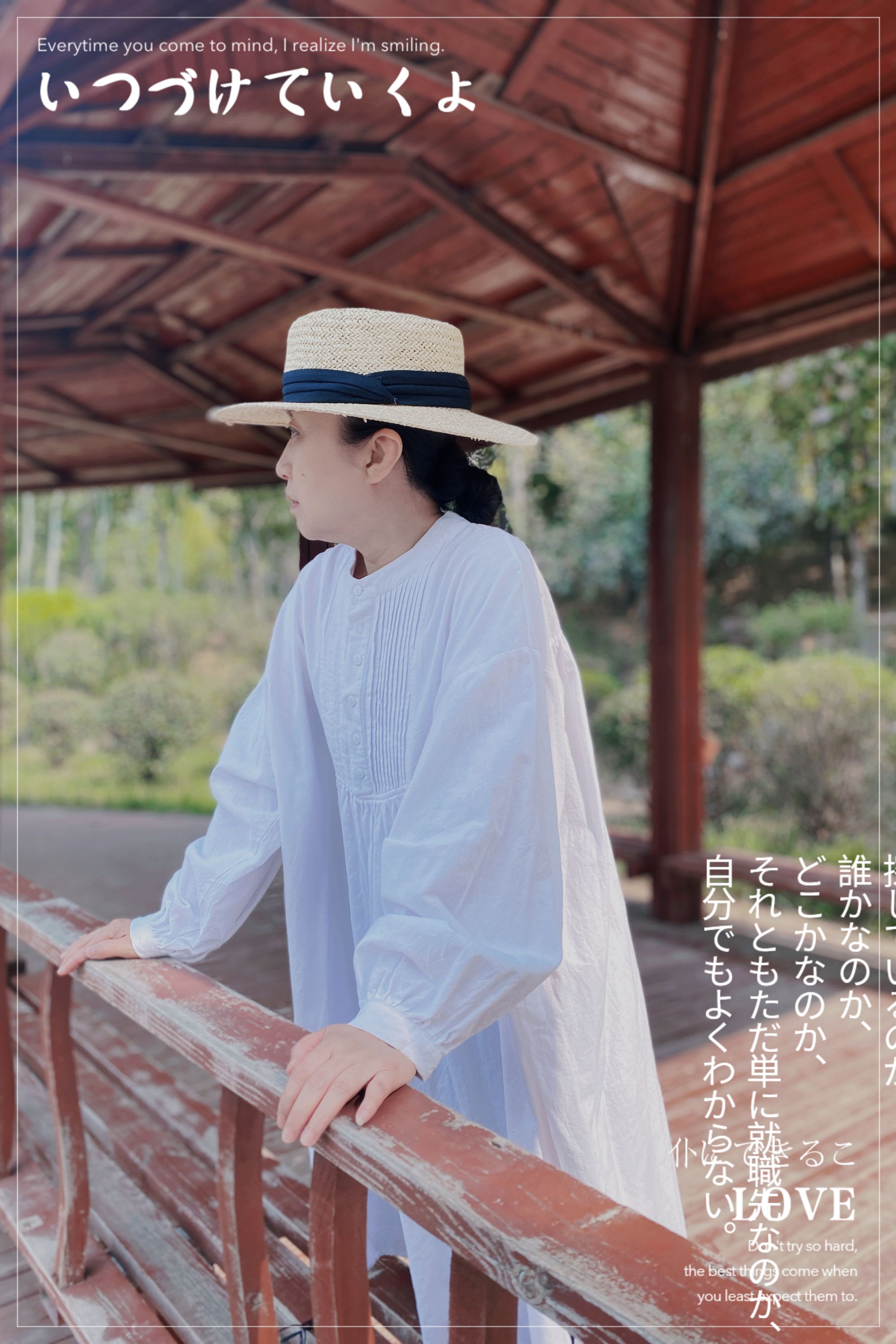 花意潮-88036衬衫裙白色长袖百搭宽松纯色圆领休闲简约复古文艺