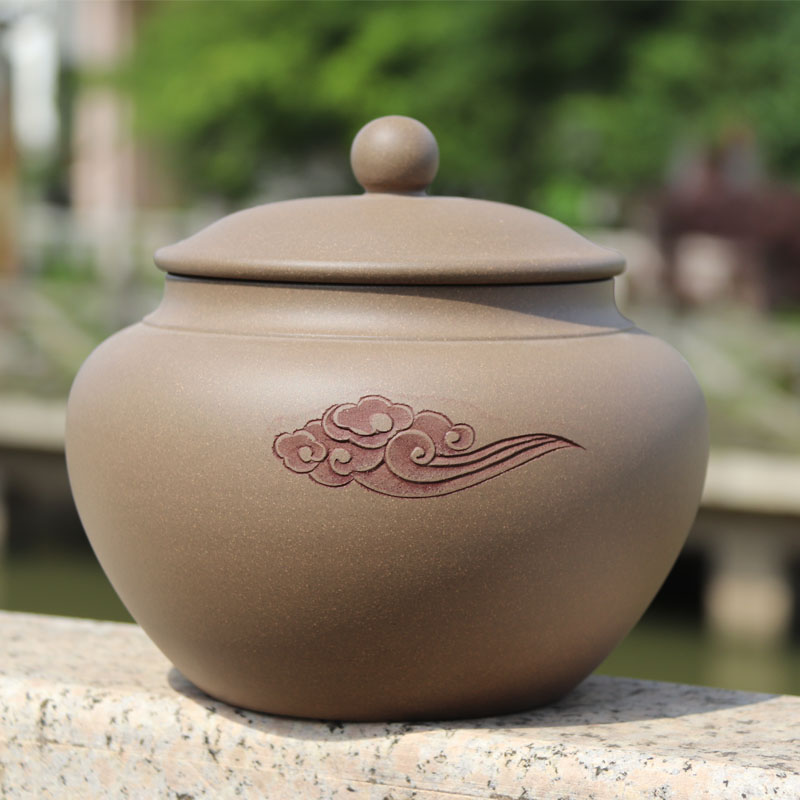 原矿青段祥云罐高端大号家用醒茶罐茶叶罐陶瓷密封罐储存储茶罐