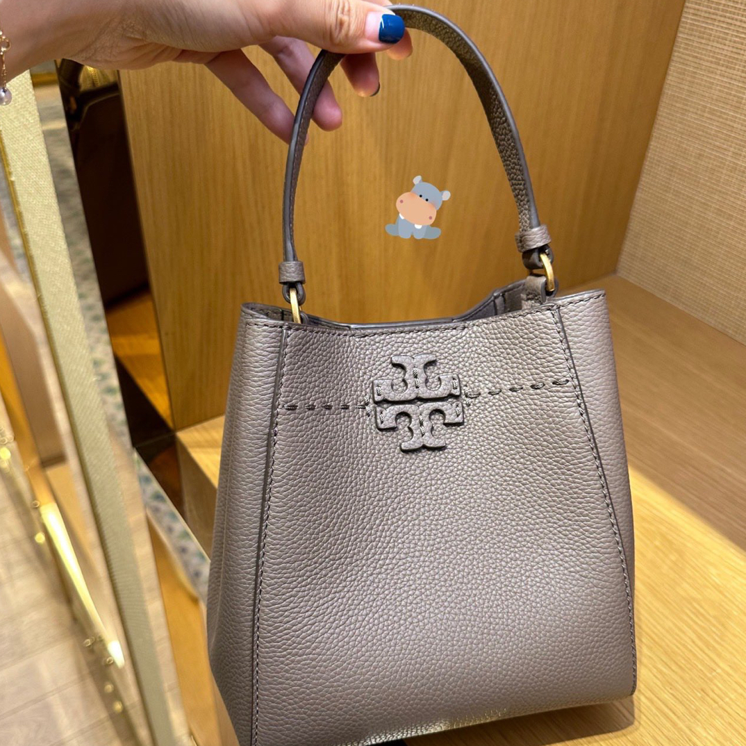 全新未使用 Tory Burch/汤丽柏琦 小号大象灰色变形水桶