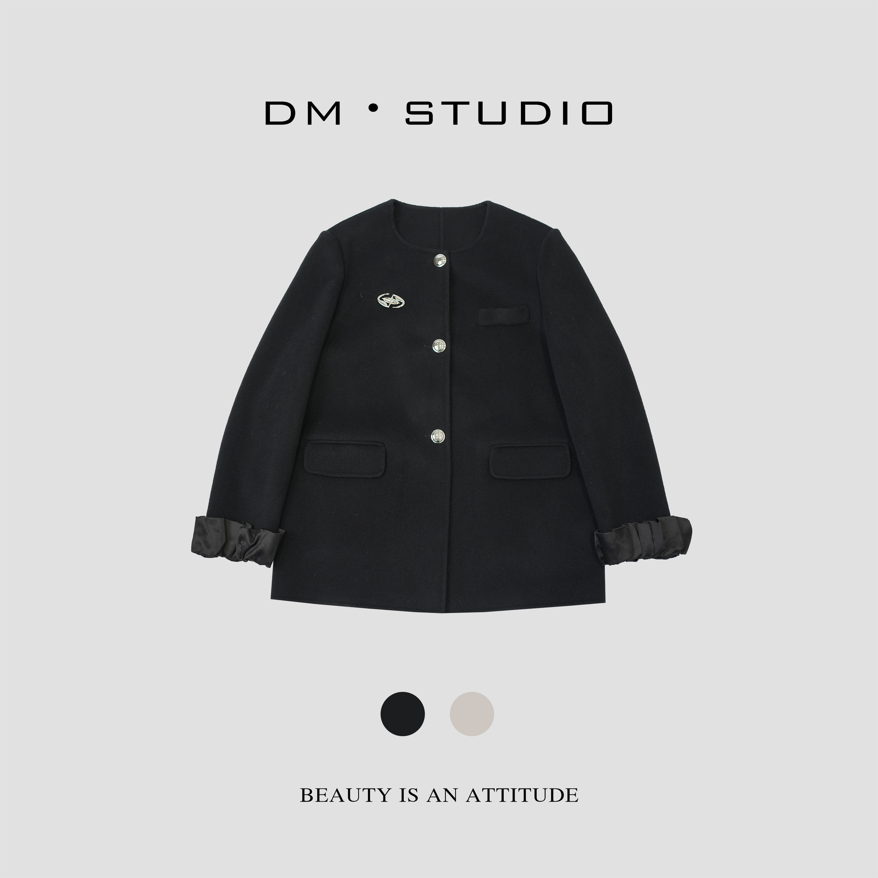 DM•STUDIO/秋冬复古口碑（进口高支羊毛+山羊绒）毛呢外套（235255）