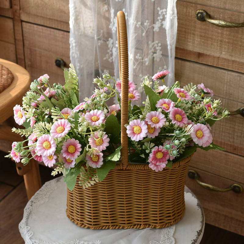 ins风儿童拍照道具手提蓝 婚纱摄影外景旅拍花篮草坪野餐装饰摆饰