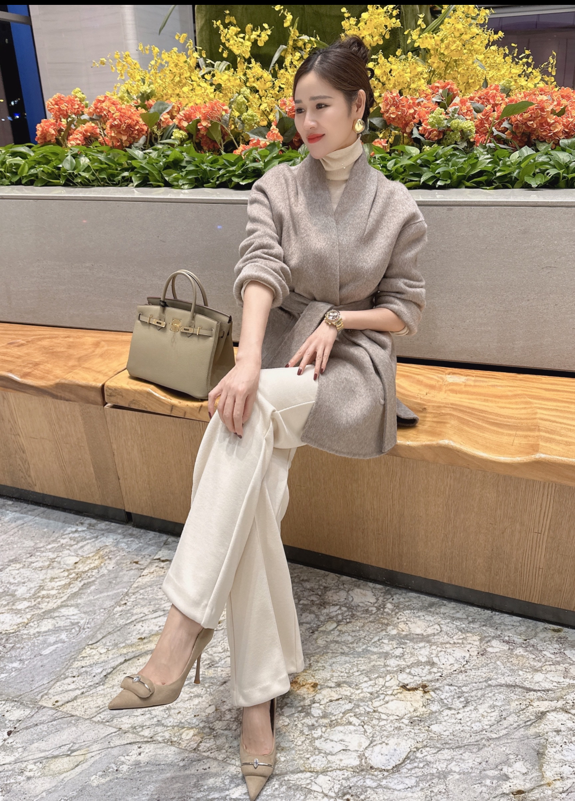 【GDL】小七高定2024秋冬新款轻奢气质女人味真丝驼绒短款大衣