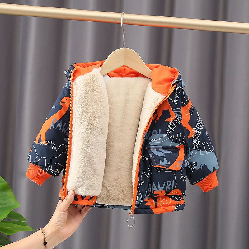 童装儿童服外套新款宝宝衣女加绒加厚男童洋气卡通袄潮