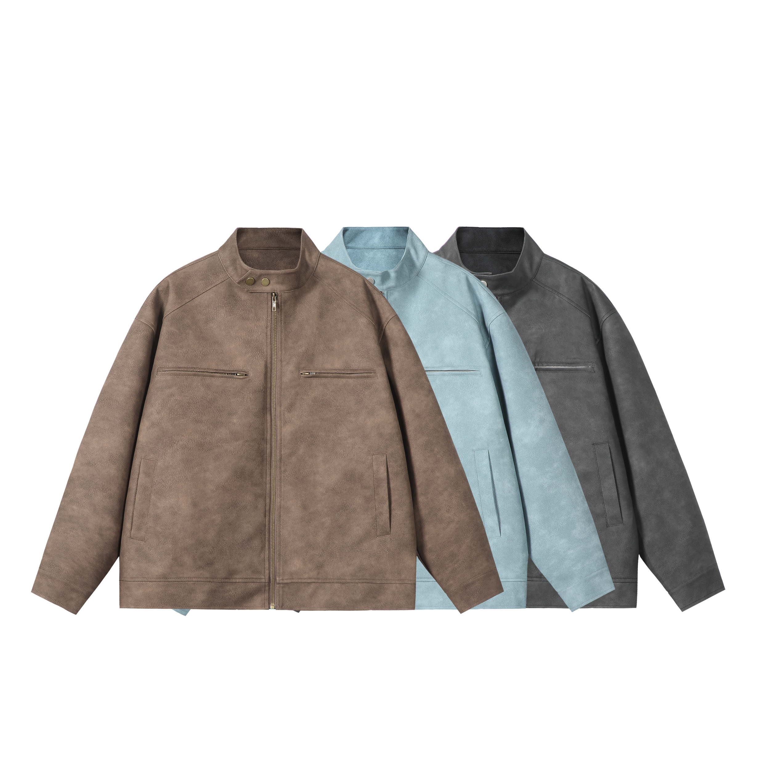 古着vintage复古做旧棕色短款皮衣外套男女美式潮牌宽松休闲夹克