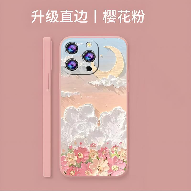 苹果12promax手机壳iphone12PROMAX硅胶油画花景系列新女款时尚高