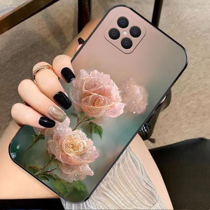 荣耀play5手机壳HONORPLAY5硅胶幽暗冥花新女款时尚花类图案软壳