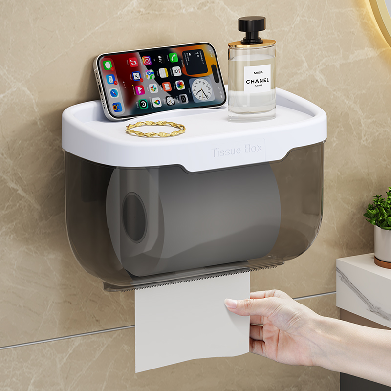 免打孔卫生间厕纸盒抽纸盒卫生纸置物架卷纸壁挂式厕所纸巾盒防水