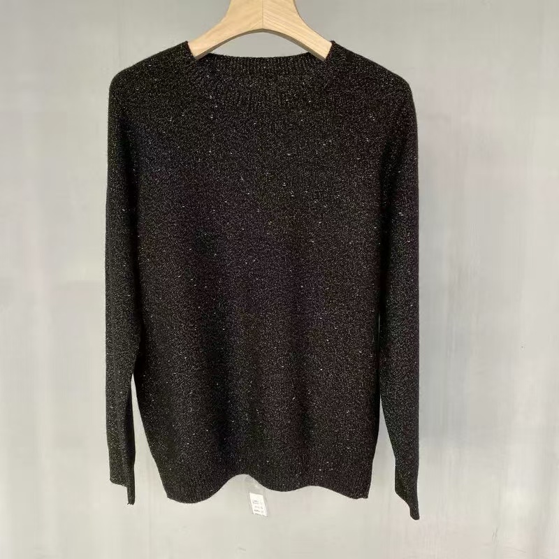 欧洲站2024秋季新款欧货女装圆领金丝套头羊毛衫打底针织衫毛衣潮