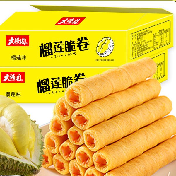 【实发两箱】榴莲蛋卷饼干96根