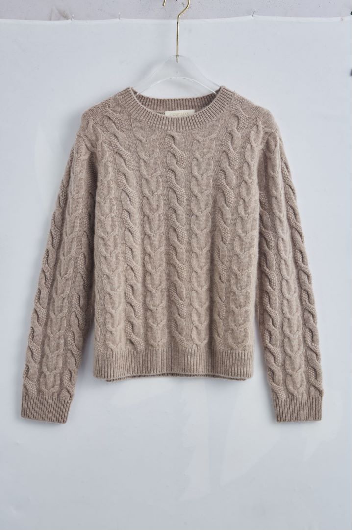 【欧诗莲】新款100山羊绒绞8字麻花加厚款针织羊绒衫保暖~401女款