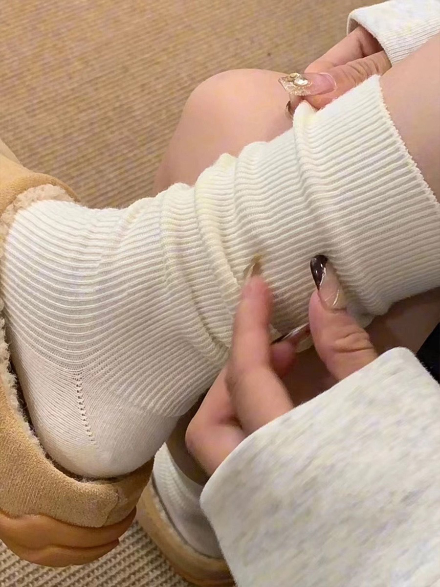 【粉风】韩版针织中筒袜堆堆袜