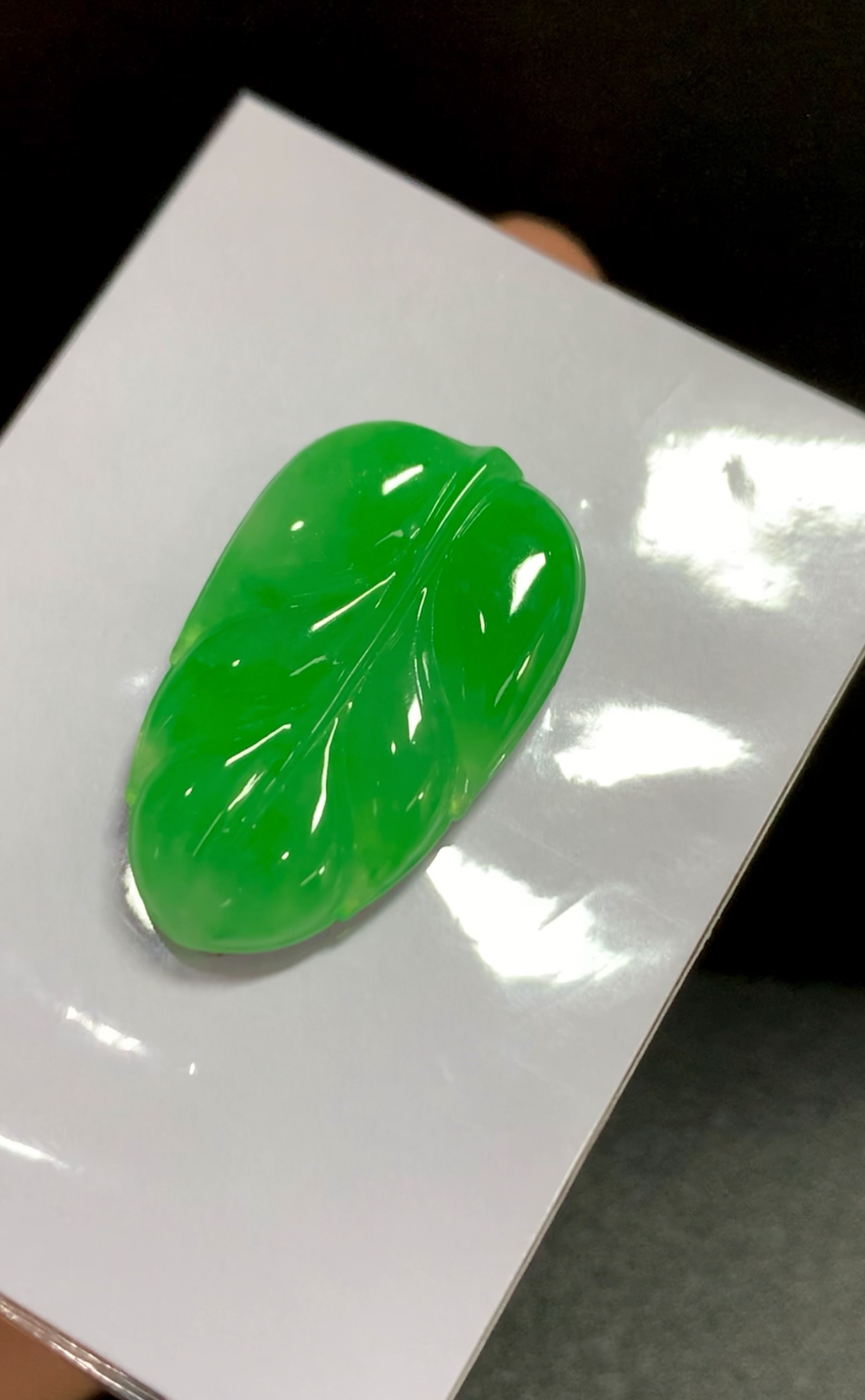 天然a货缅甸翡翠 高品质底出 形状饱满完美 冰娇润正阳绿叶子