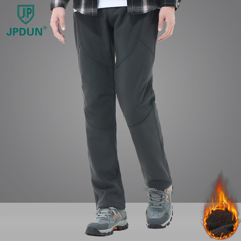 JPDUN秋冬季加绒保暖防寒冲锋裤男女款户外运动休闲登山裤
