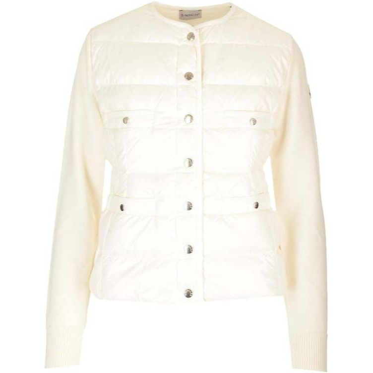 全新未使用  奢邦/moncler/纯色圆领单排扣长袖夹克外套 白色