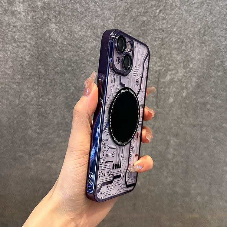 电镀磁吸线散热路纹iPhone14promax手机壳苹果13全包镜头膜12硬