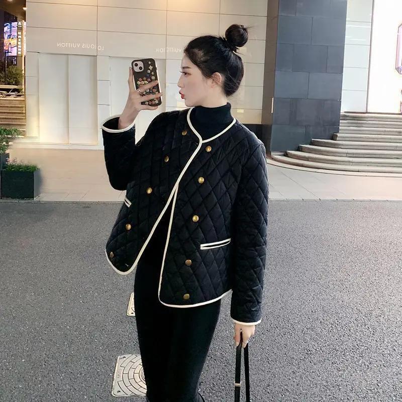 新款菱格小香风撞色轻薄款羽绒服外套女冬季保暖休闲气质小