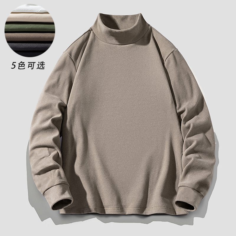 双面绒德绒高领打底衫男秋冬保暖纯色加厚内搭长袖t恤加绒百搭
