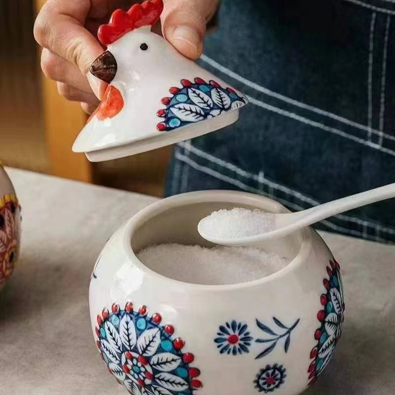 调味罐套装家用调料盒创意陶瓷带盖佐料盒盐罐辣子罐防潮大容量