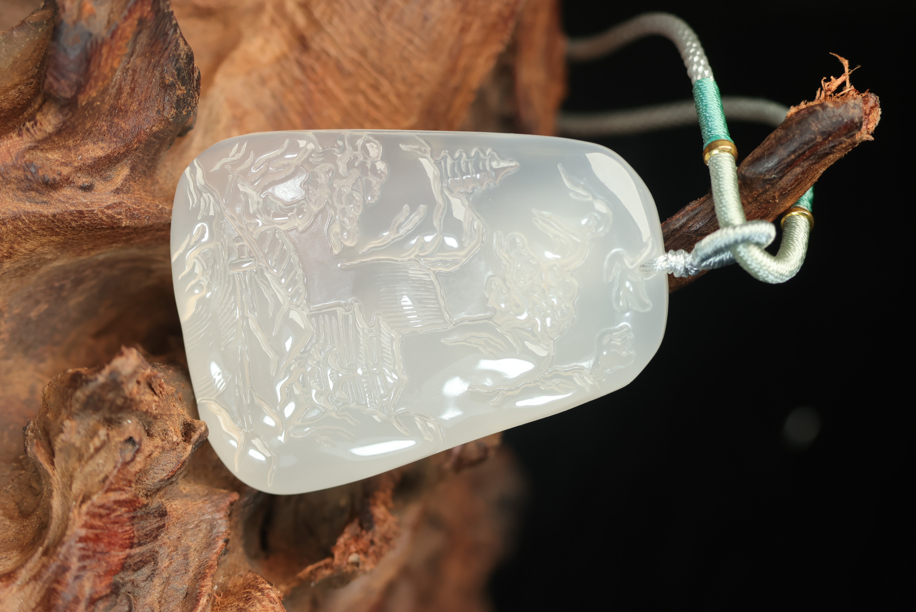 矿玉行-玛瑙白山水牌-YS51-新人福利