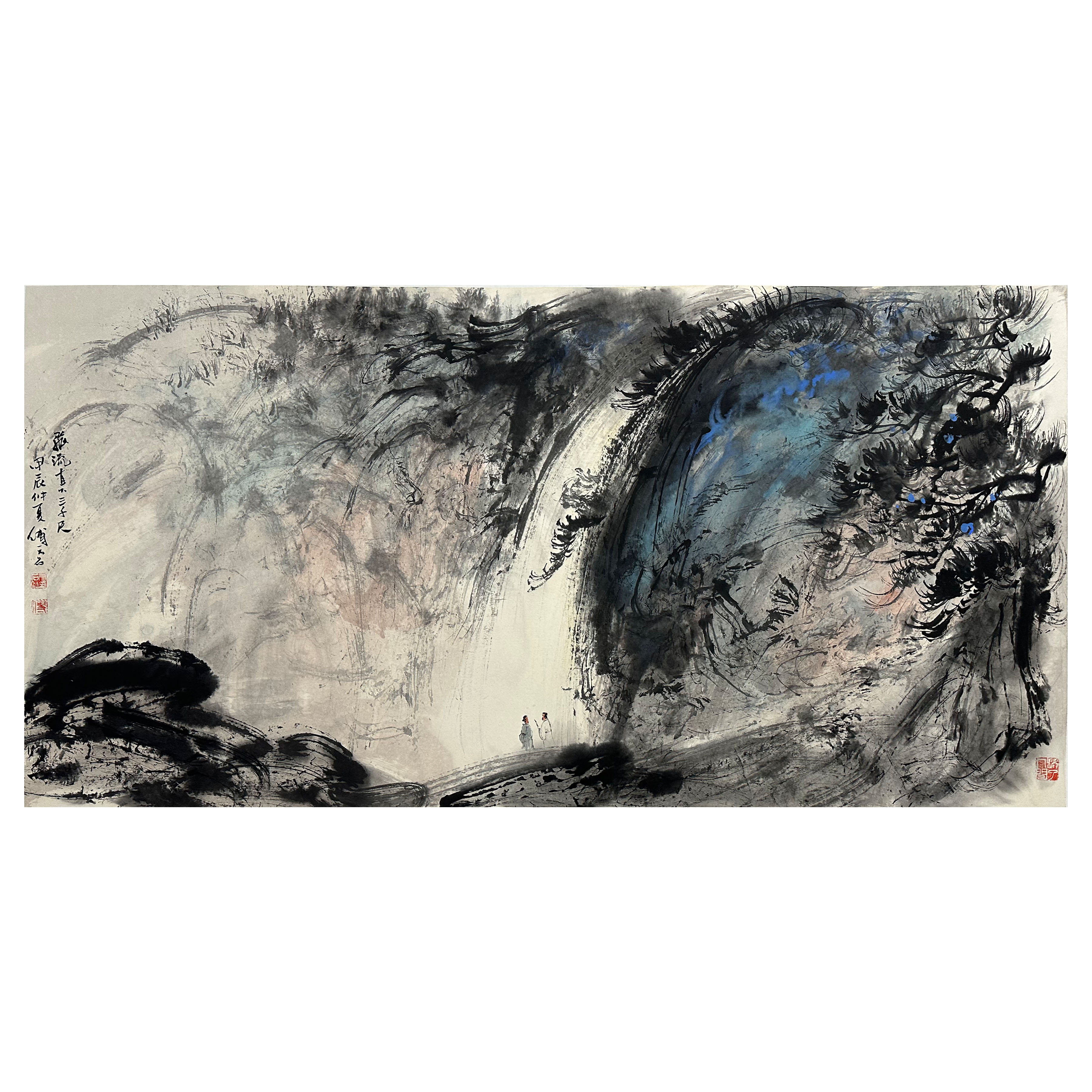 傅云石精品国画——《飞流直下三千尺》