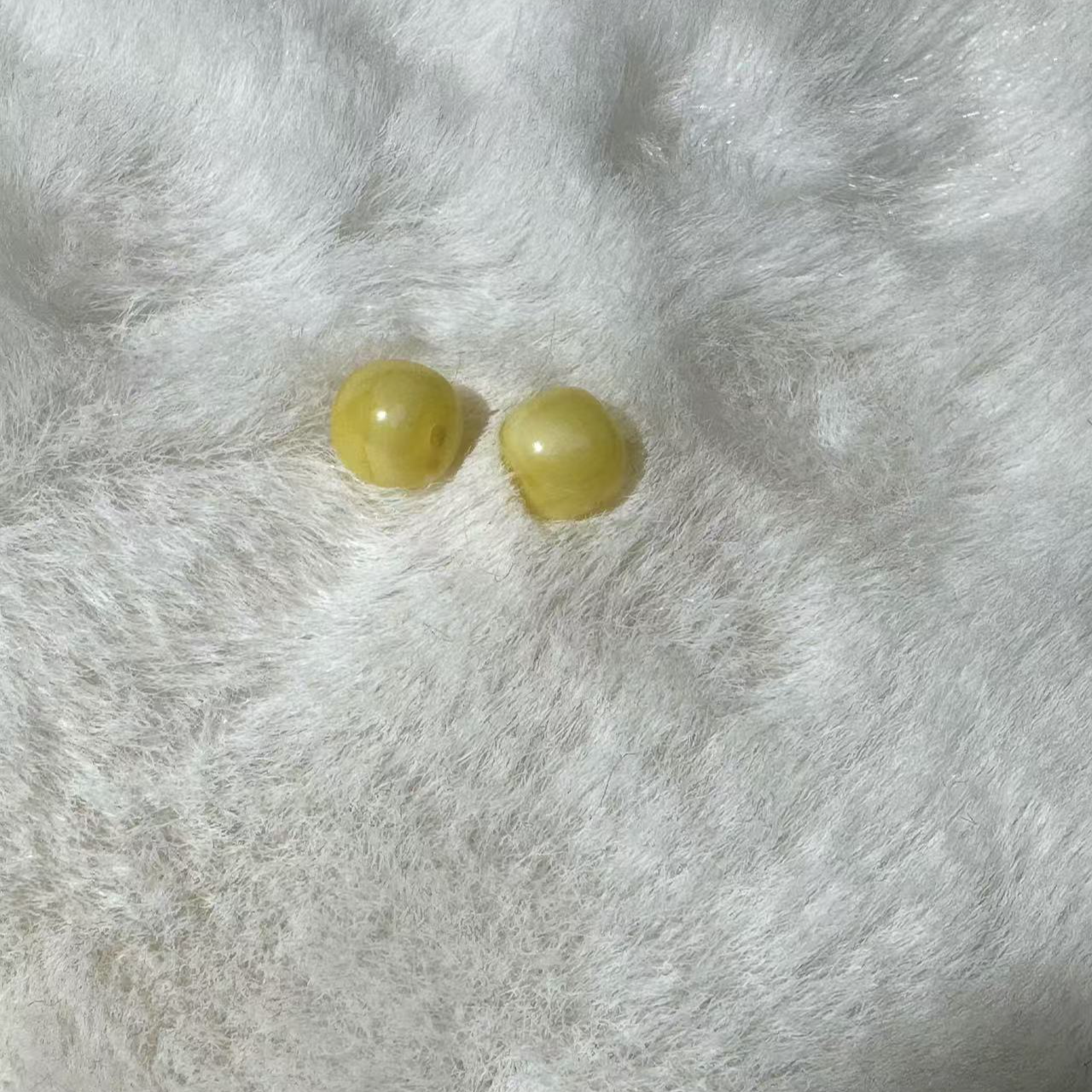 天然原矿蜜蜡7mm浓蜡对珠（新粉羊毛福利）