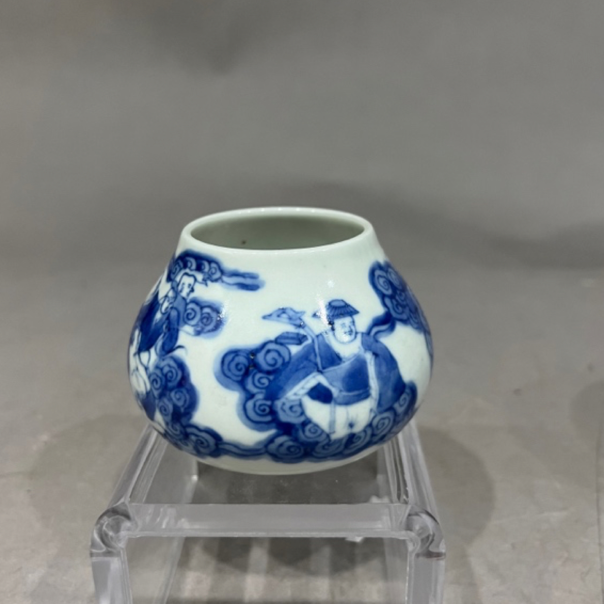 古董瓷器/福利品/清 青花十八罗汉水洗