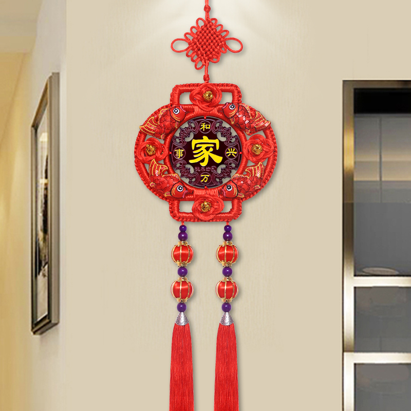 新款灯笼桃木中国结挂件客厅乔迁送礼家和万事兴吉祥如意福