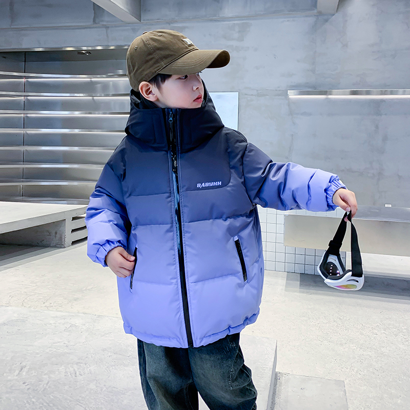 2024新款儿童潮流儿童羽绒服男大童冬季渐变蓝冲锋衣男童羽绒服