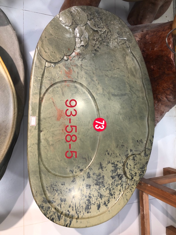 天然石头茶盘山水雕刻平板茶盘