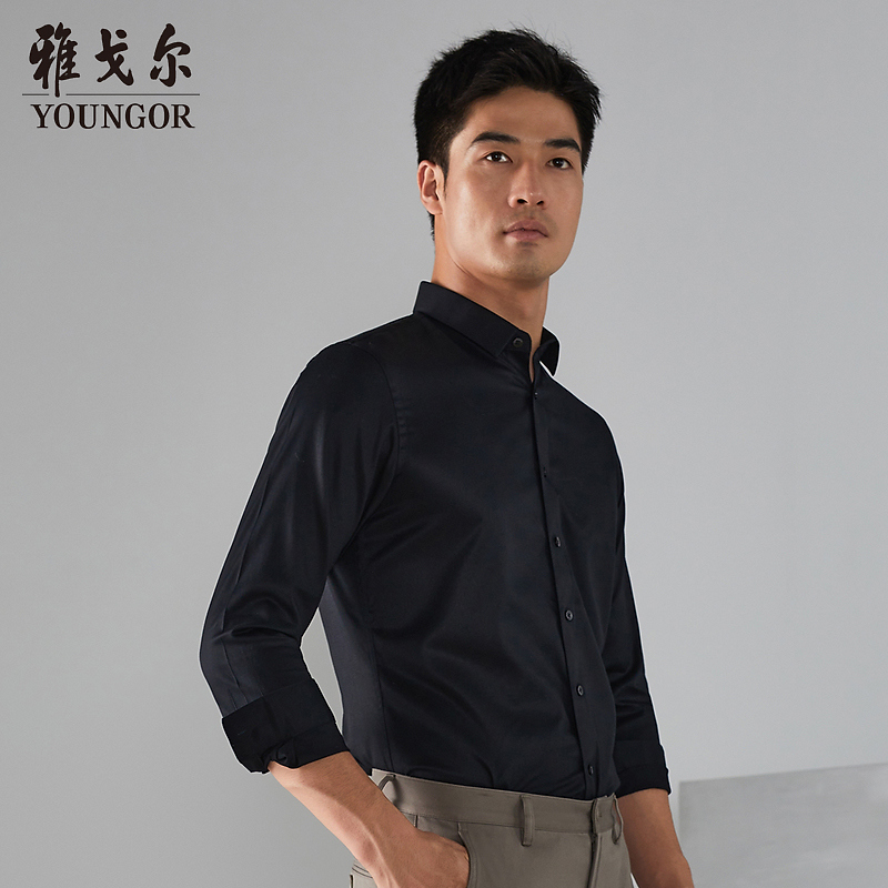 雅戈尔男士春秋季新品男士中青年商务休闲百搭DP免烫长袖衬衫