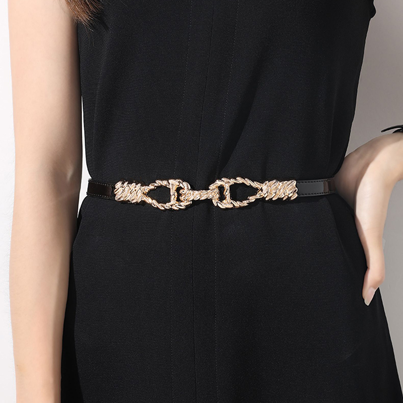 女士牛皮细腰带女装饰西装大衣时尚百搭配连衣裙子收腰皮带气质