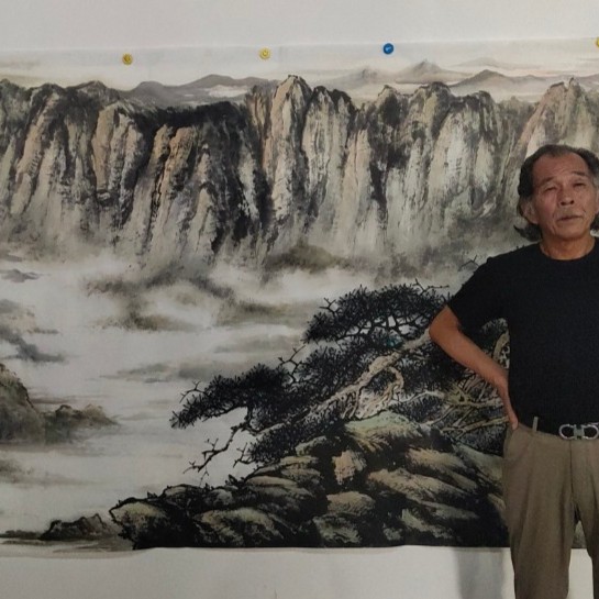 纯手绘字画山水意境图