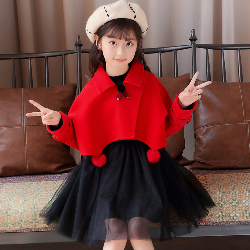 女童连衣裙秋冬装加绒洋气加厚两件套中大儿童公主裙女孩生日纱裙