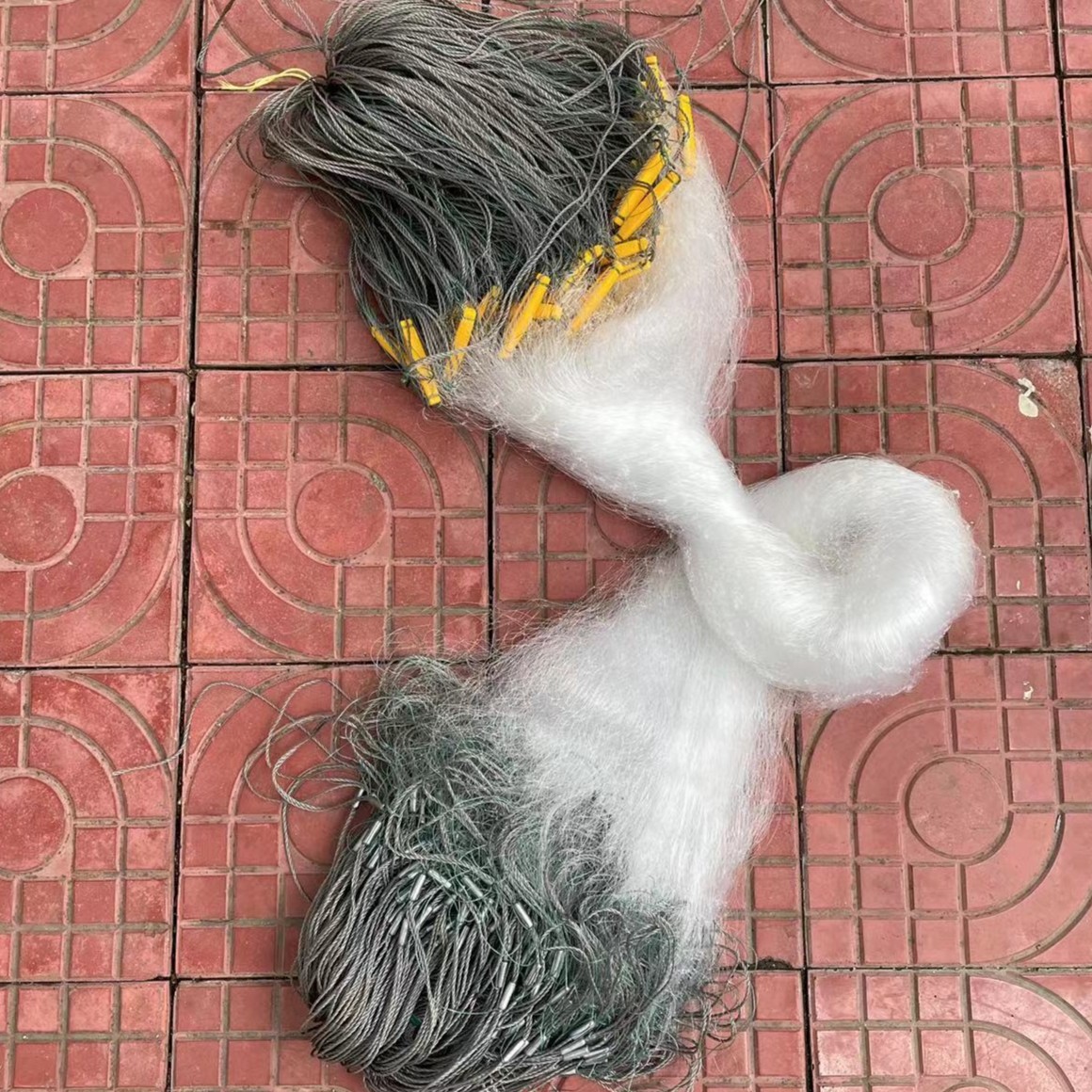 单层螃蟹网蟹子网捕粘网加重铅坠编织捕蟹网急流渔网白色可折叠盆