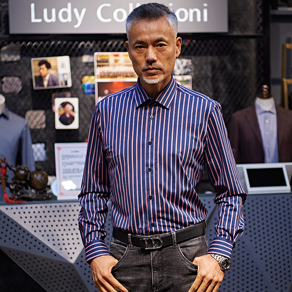 LudyCollezioni 2015CSP青春流行Pima棉针织条纹面料男士长袖衬衫