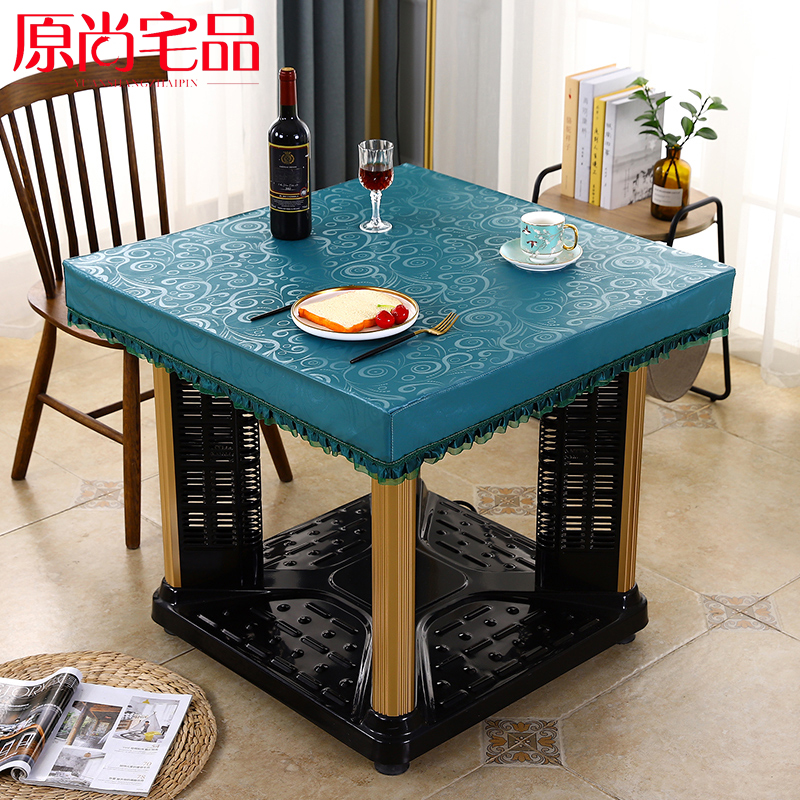 桌布防水防油防烫免洗正方形烤火电炉取暖桌套布罩麻将桌子皮罩套